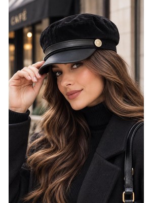 Wearflawless Kadın Kasket Şapka, Siperli Vintage Model Şık Günlük Sonbahar Kış Şapkası