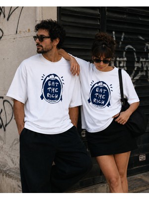 Leftist Eat The Rıch Baskılı Unisex Oversize Tişört | Leftıst