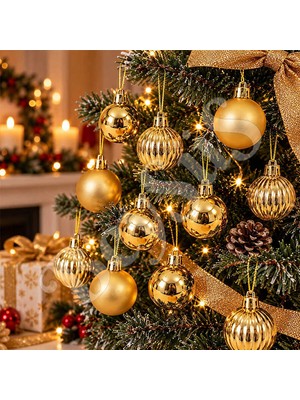 BeySüS Yılbaşı Ağacı Süsü Gold Cici Top 12li 3 cm