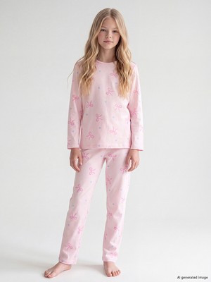 Lcw Kids Pembe Bisiklet Yaka Kız Çocuk Pijama Takım