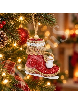 BeySüS Yılbaşı Ağacı Süsü Kırmızı Paten 12 cm