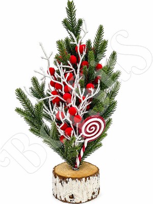 BeySüS Yılbaşı Masa Çamı Kokinalı Şeker Süslemeli 38 cm