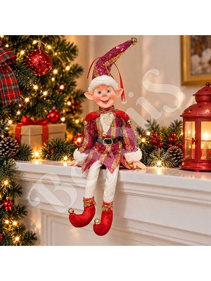 BeySüS Yılbaşı Ağacı Süsü Mor Gold Elbiseli Elf 36 cm