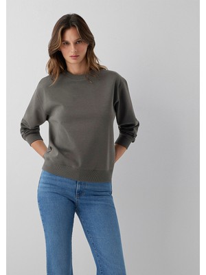 Mavi Yuvarlak Yaka Basıc Sweatshırt Beluga