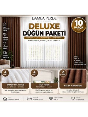 Damla Perde Deluxe Düğün Paketi 10 Parça Perde Seti
