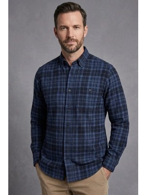 Torivalli Collection Kışlık Klasik Kesim Regular Fit Düğmeli Yaka Cepli Kaşmir Ekoseli Erkek Gömlek Tcke3