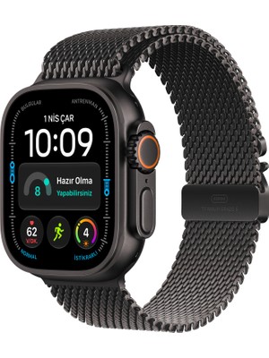 Apple Watch Ultra 4 Gps + Cellular, 49 mm Siyah Titanyum Kasa ve Siyah Titanyum Milano Loop - Orta Boy