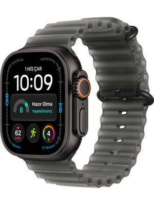 Apple Watch Ultra 4 Gps + Cellular, 49 mm Siyah Titanyum Kasa ve Buzlu Siyah Ocean Kordon