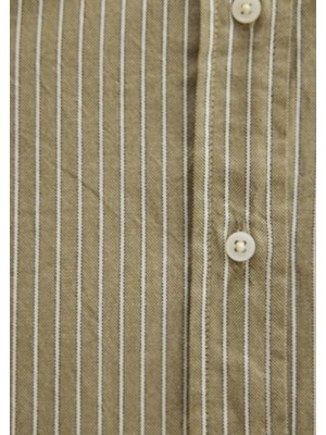 Mavi Uzun Kollu Dokuma Gömlek Haki Stripe
