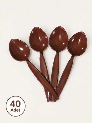 Harputlu Plastik Yöresel Oyun Kaşığı/uzun Saplı Ahşap Görünümlü Plastik Kaşık 40'lı Paket