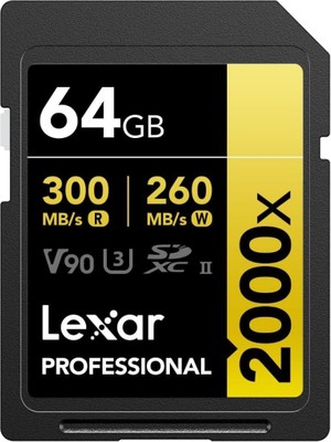 Lexar Professional Gold Series 2000X LSD2000064G Class 10 Uhs-Iı U3 V90 64 GB Hafıza Kartı Outlet