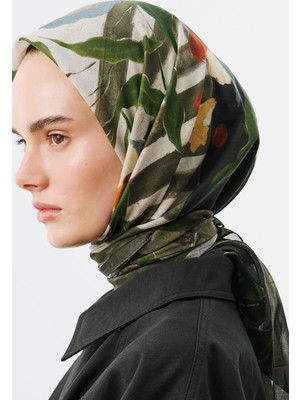 Fresh Scarfs Block Print Desen Vual Eşarp Siyah