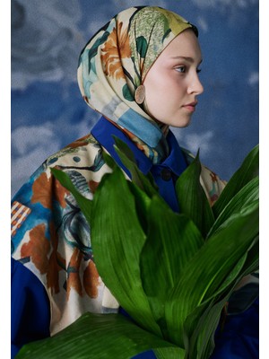 Fresh Scarfs Summer Reverie Desen Vual Eşarp Lacivert