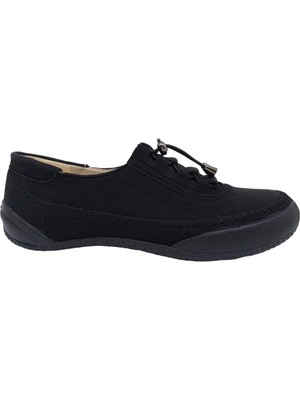 Zerhan 230 Kadın Siyah Lastik Bağcıklı Çorap Model Loafer Ayakkabı