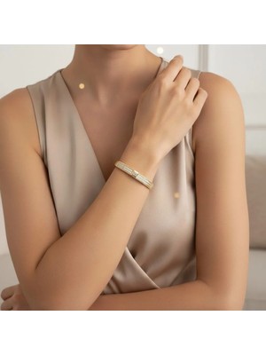 Xuping Jewelry Stil Incisi/xupıng Jewelry Kare Tektaş Detay Zirkon Taşlı Kelepçe