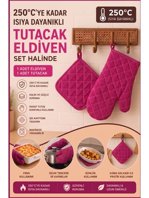Miabella Home Fırın Eldiveni Fırın Tutacağı Premium Isı Geçirmez Mutfak Eldiveni Tutacak Isıya Dayanıklı Eldiven