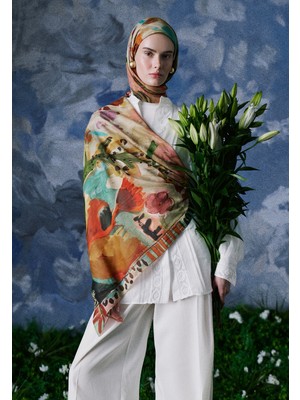 Fresh Scarfs Playful Palette Desen Vual Eşarp Kiremit