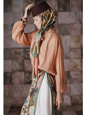 Fresh Scarfs Vintage Board Desen Vual Eşarp Turuncu