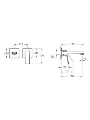 VitrA Artema Minimax Square A4359225 Ankastre Lavabo Bataryası Kısa, Fırçalı Altın