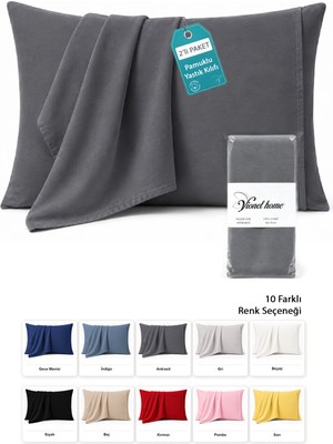 Vionel Home Pamuklu 2'li Yastık Kılıfı 50X70 cm – 10 Farklı Renk Seçeneği - Antrasit
