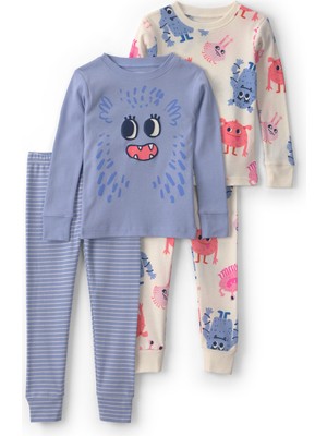 Carter's Küçük Kız Çocuk 4'lü Pijama Set 2 Yaş-5 Yaş Mavi
