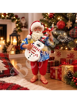 BeySüS Hawaii Gömlekli Gitarlı Noel Baba Dekoru 28 cm