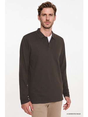 Altınyıldız Classics %100 Pamuk Standart Fit Normal Kesim Polo Yaka Sweatshirt