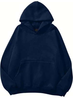 Kozz Style Unisex Lacivert Basic Sweatshirt Hoodie