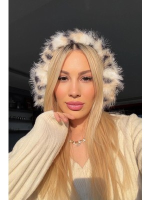 Kokoş Leopar Desenli Peluş Kulaklık