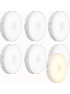 6'lı Set Hareket Sensörlü Gece Lambası – USB Şarjlı 4000K Gün Işığı LED – Duvar, Dolap, Merdiven, Başucu Için Akıllı Işık