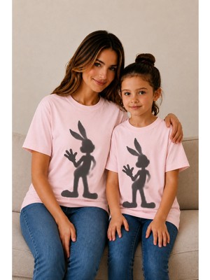 Vodexa Anne Çoçuk Oversize Tişört Kombin Twin T-Shirt %100 Pamuk Rahat Kalıp (Tekli Olarak Satılmaktadır)