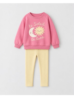 Yiğit Butik Kız Çocuk Güneş Ay Baskılı Sweatshirt Tayt Alt Üst Takım