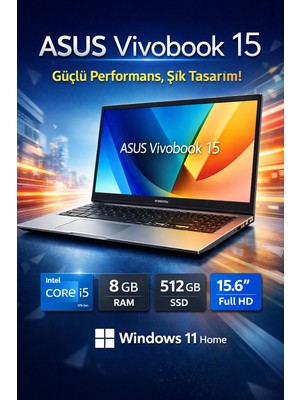 Asus Vıvobook 15 X1504VA-BQ4126W Core 5 120U 8gb 512GB SSD 15.6  Win 11 Home Dizüstü Bilgisayar