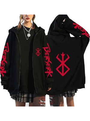 BarsDepo Berserk Baskılı Hoodie Sweatshirt Fermuarlı %100 Pamuk | Supriz Hediyeli