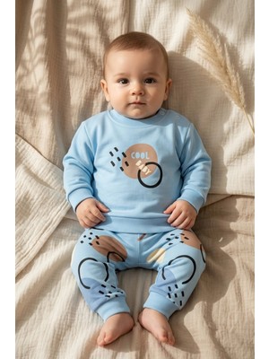Hoppa Nori Sage Mavi Cool Baby Baskılı %100 Pamuklu 2'li Bebek Alt Üst Takım - Yumuşak Dokulu Rahat Kesim