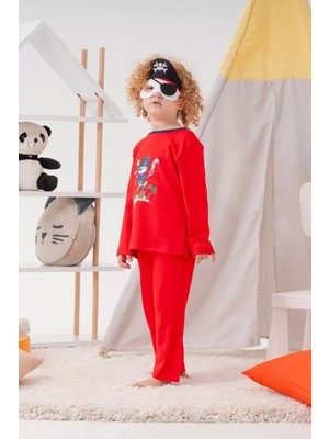 Hoppa Korsan Desenli Çanta ve Maskeli % 100 Pamuk Erkek Çocuk Pijama Takımı
