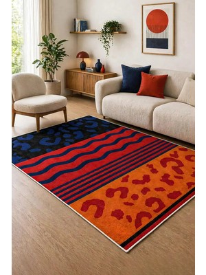 Decomia Home Dijital Kaymaz Yıkanabilir Renkli Çiçek Desenli Salon Halısı Mutfak Halısı Koridor Halısı Yolluk
