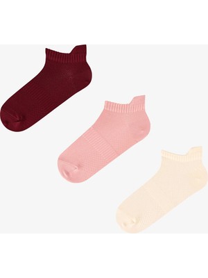 Penti Bordo Fit Back 3 Çift Patik Çorap