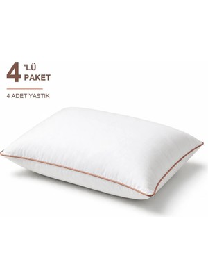 Binna Soft Eco Biyeli Yastık 4'li Paket 50X70 cm 700 gr Boncuk Silikon Elyaf Dolgulu - Somon