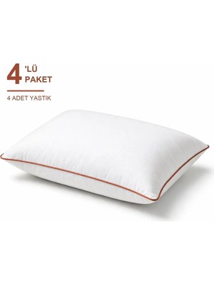 Binna Soft Eco Biyeli Yastık 4'li Paket 50X70 cm 700 gr Boncuk Silikon Elyaf Dolgulu - Kiremit