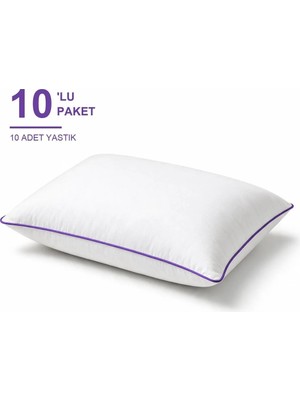 Binna Soft Cloud Support Biyeli Yastık 10'li Paket 50X70 cm 1200 gr Boncuk Silikon Elyaf Dolgulu - Mor