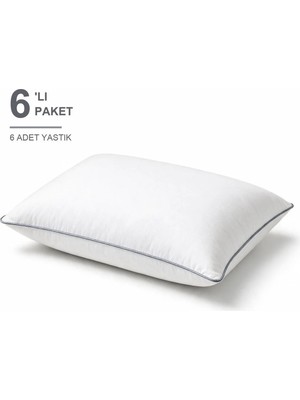 Binna Soft Comfort Touch Biyeli Yastık 6'li Paket 50X70 cm 1000 gr Boncuk Silikon Elyaf Dolgulu - Gri