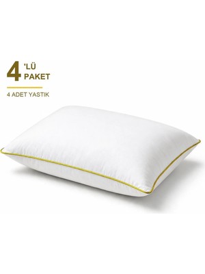 Binna Soft Cloud Support Biyeli Yastık 4'li Paket 50X70 cm 1100 gr Boncuk Silikon Elyaf Dolgulu - Sarı