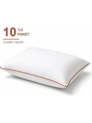 Binna Soft Eco Biyeli Yastık 10'li Paket 50X70 cm 700 gr Boncuk Silikon Elyaf Dolgulu - Kiremit
