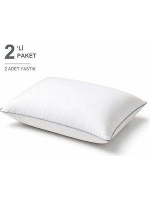 Binna Soft Eco Biyeli Yastık 2'li Paket 50X70 cm 800 gr Boncuk Silikon Elyaf Dolgulu - Gümüş