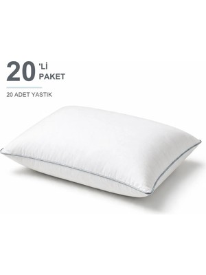 Binna Soft Comfort Touch Biyeli Yastık 20'li Paket 50X70 cm 1000 gr Boncuk Silikon Elyaf Dolgulu - Buz Mavisi