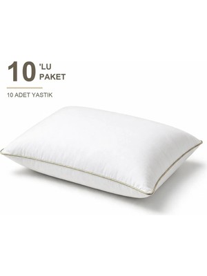 Binna Soft Eco Biyeli Yastık 10'li Paket 50X70 cm 800 gr Boncuk Silikon Elyaf Dolgulu - Bej