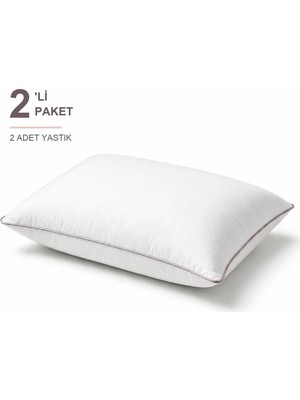 Binna Soft Eco Biyeli Yastık 2'li Paket 50X70 cm 800 gr Boncuk Silikon Elyaf Dolgulu - Pudra