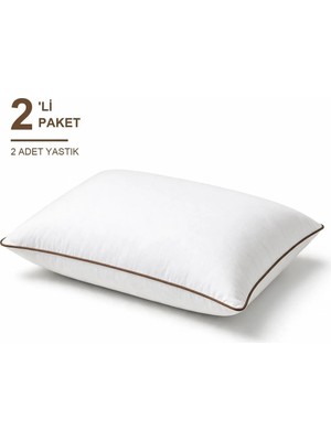 Binna Soft Cloud Support Biyeli Yastık 2'li Paket 50X70 cm 1100 gr Boncuk Silikon Elyaf Dolgulu - Kahverengi