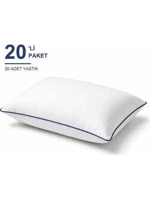 Binna Soft Comfort Touch Biyeli Yastık 20'li Paket 50X70 cm 1000 gr Boncuk Silikon Elyaf Dolgulu - Indigo